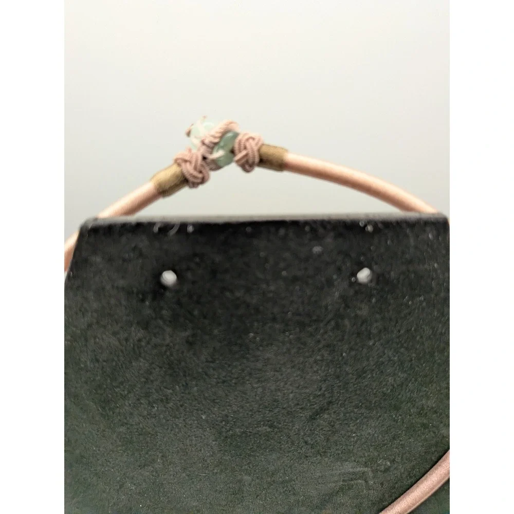 Smithsonian Hand Painted Porcelain Bat Shard Necklace Mauve Silk Jade Closure - Picture 5 of 9